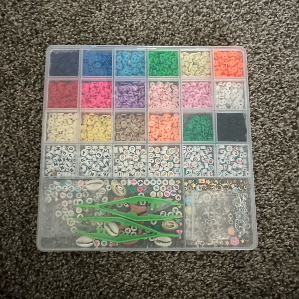 Colorful Bead Organizer with Assorted Beads